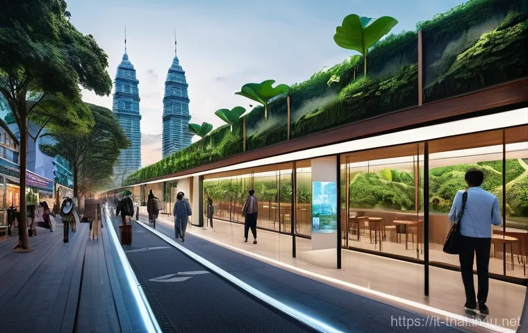태국의 미래 도시 비전 - **Prompt:** A vibrant, futuristic cityscape in Thailand at dusk, showcasing advanced urban planning ...