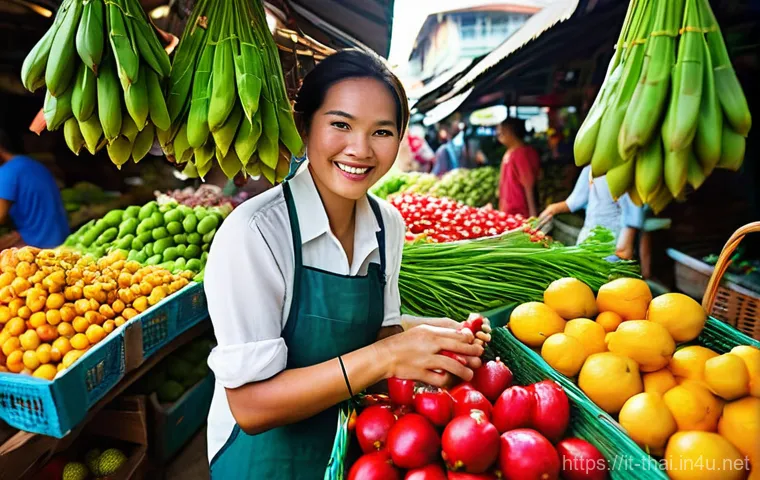 태국의 요리 학습 프로그램 - **Vibrant Thai Market Immersion:**
    "A bustling, sun-drenched local market in Thailand, filled wi...