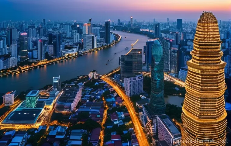 태국에서의 현대 도시 경험 - **Prompt 1: Futuristic Bangkok Skyline at Twilight**
    A breathtaking, high-angle panoramic view o...