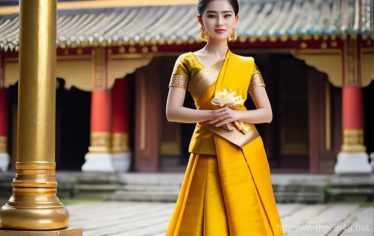 태국의 축제 의상 의미 - Prompt 1: Royal Yellow and Spiritual Elegance** 태국의 축제 의상 의미 - Prompt 1: Royal Yellow and Spiritual Elegance**