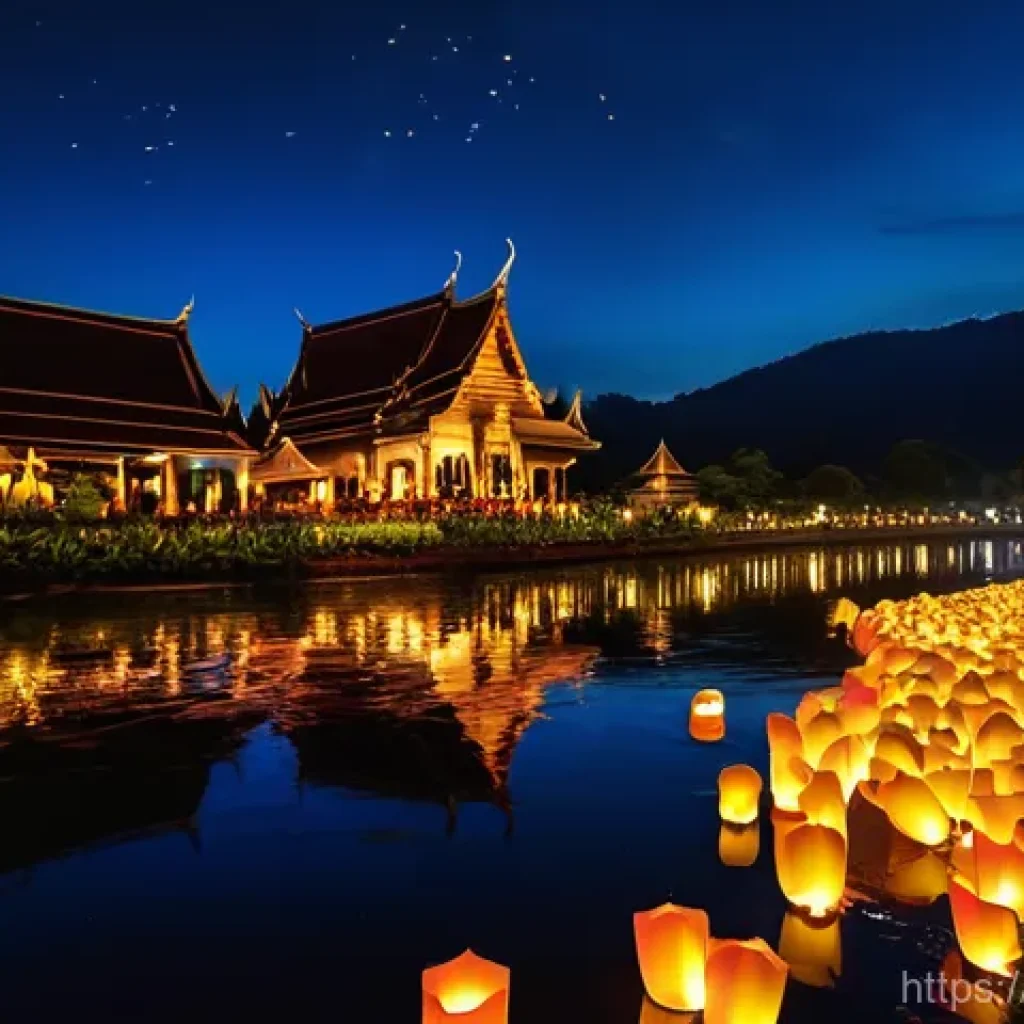 태국에서 자주 열리는 축제 - **Yi Peng Sky Lanterns over Chiang Mai:**
"A stunning wide-angle shot of thousands of illuminate...