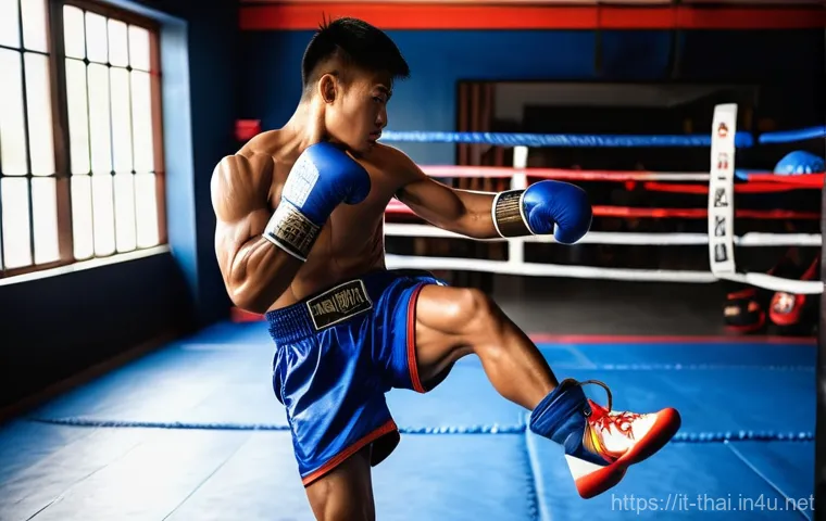 태국의 전통 스포츠 - **A Muay Thai fighter performing the Wai Kru Ram Muay ritual.**
A young, focused Muay Thai fight... 태국의 전통 스포츠 - **A Muay Thai fighter performing the Wai Kru Ram Muay ritual.**
A young, focused Muay Thai fight...