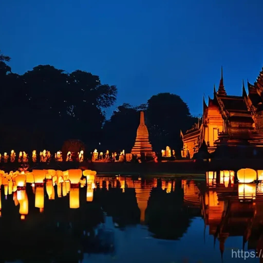 태국에서 열리는 국제 행사 - **Prompt 1: Enchanting Loy Krathong Festival in Sukhothai**
"A breathtaking wide shot of the Loy...