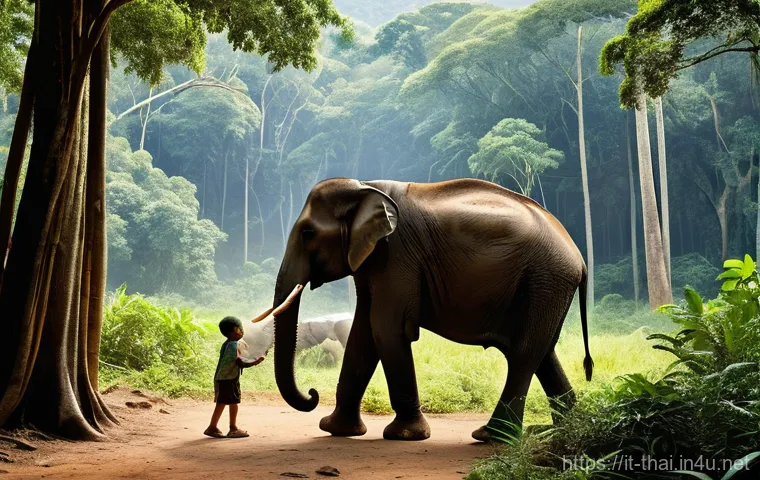 태국에서의 자연 보호 노력 - **Prompt 1: Terrestrial Wildlife and Conservation in Thailand**
    "A majestic adult Thai elephant ...