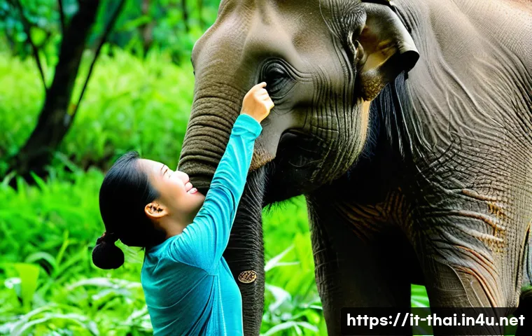 태국에서 흔한 사기 사례 - **Prompt 1: Ethical Elephant Sanctuary Encounter**
A female tourist, approximately 25-35 years o...