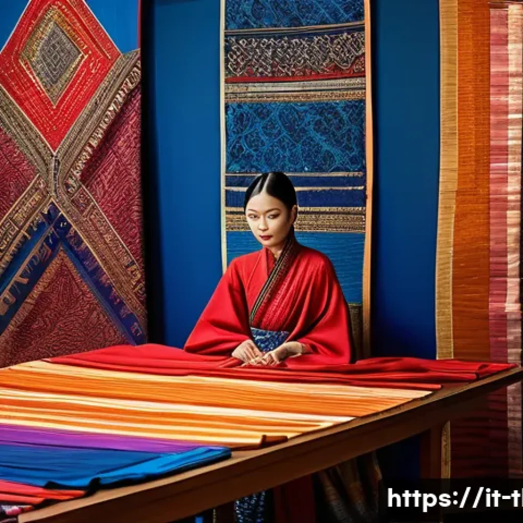 태국에서 주목받는 디자이너 - A vibrant fashion studio scene showcasing young Thai designers collaborating with traditional artisa...