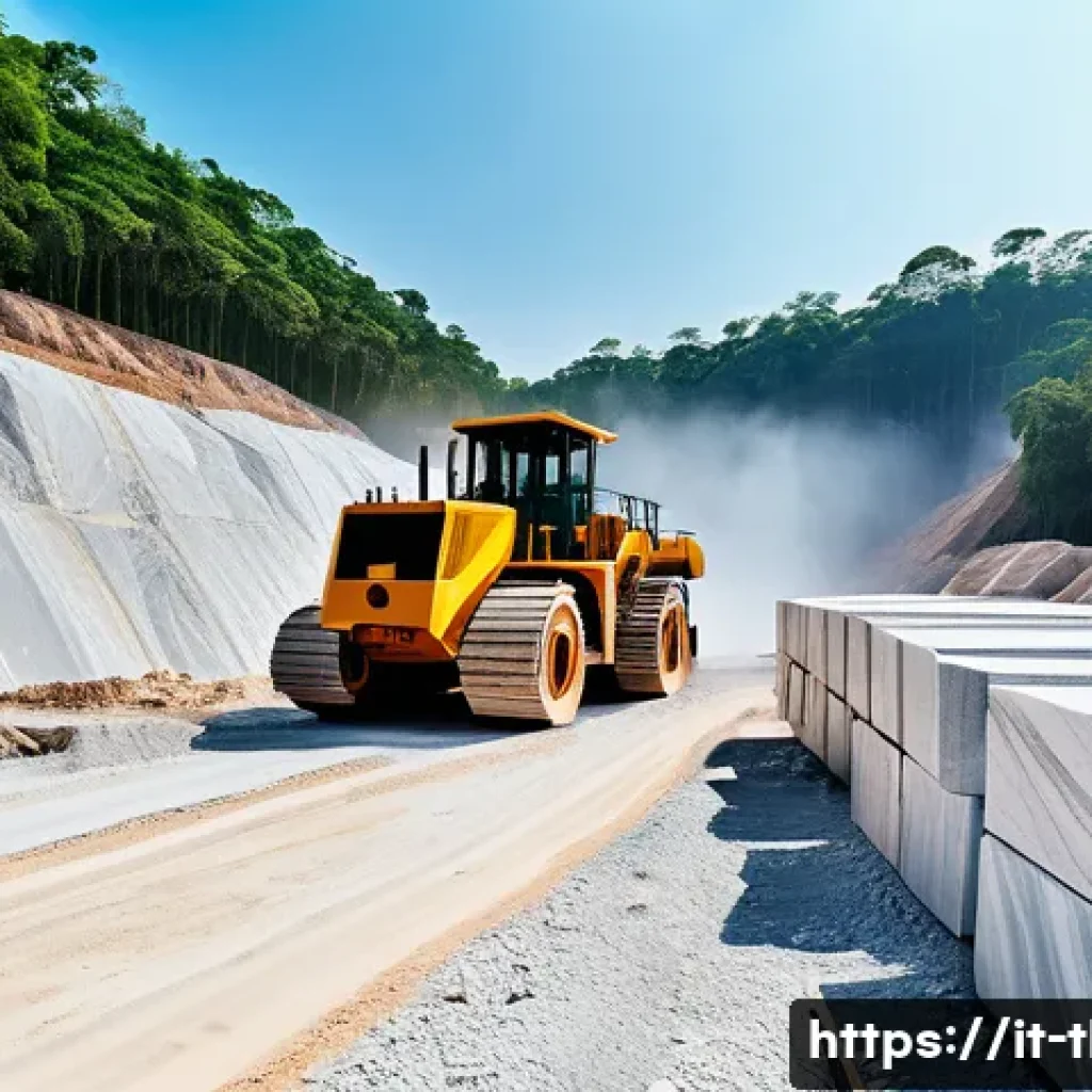 태국의 석재 산업 - A modern natural stone quarry in Thailand featuring advanced digital control systems and eco-friendl...