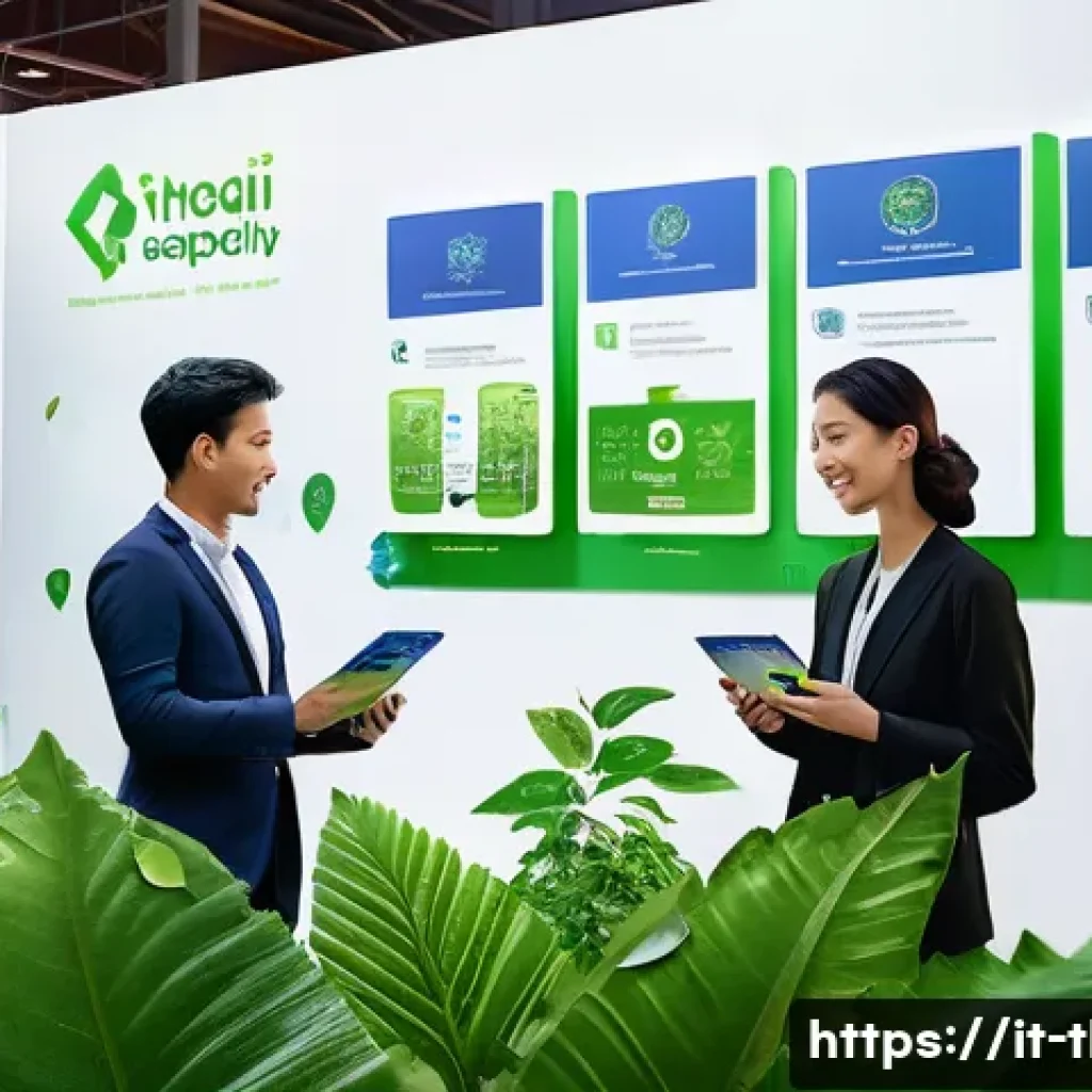 태국의 글로벌 마케팅 전략 - A sophisticated marketing campaign scene featuring a Thai brand promoting eco-friendly production pr...