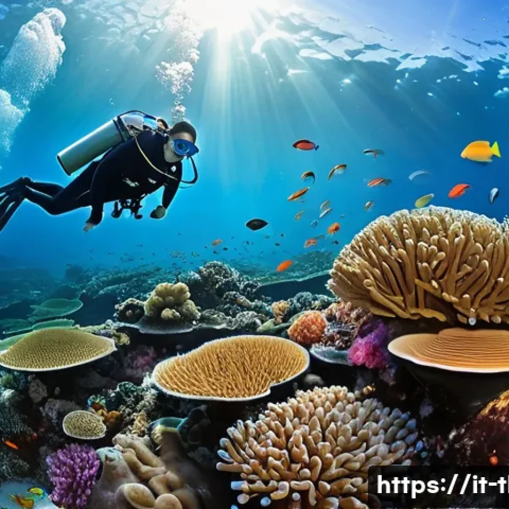 태국의 해양 생물 연구 - A vibrant underwater scene showcasing Thailand’s coral reefs teeming with diverse marine life, inclu...