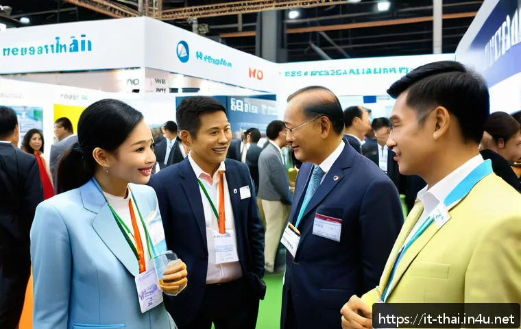태국의 산업 박람회 참여 - A bustling international trade fair booth in Bangkok, Thailand, showcasing advanced industrial autom...