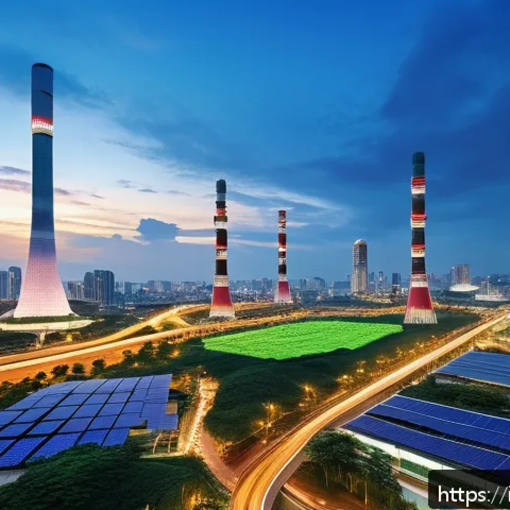 태국의 IT 산업 성장 - A modern Thai cityscape at dusk showcasing advanced smart city technologies: illuminated skyscrapers...