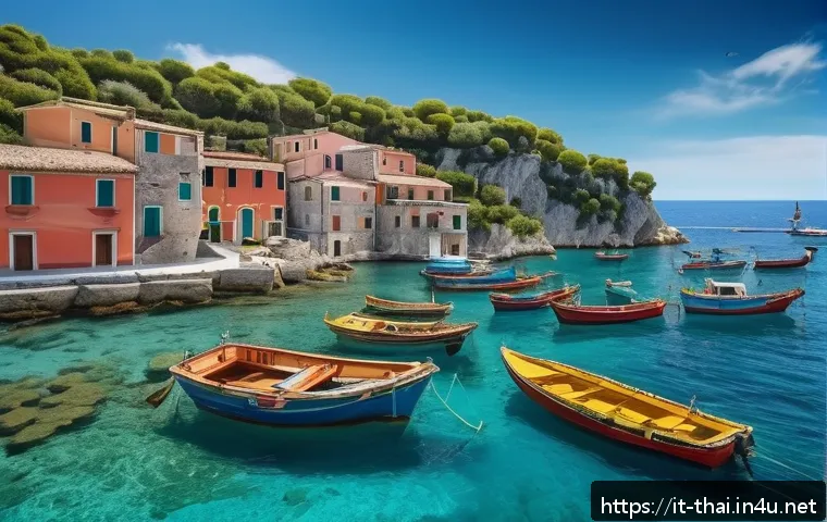 태국의 해양 보호 활동 - A vibrant coastal village in Italy where local fishermen, dressed in traditional yet practical cloth...