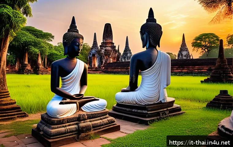 태국의 세계유산 목록 - A serene sunset scene at the ancient ruins of Ayutthaya, Thailand, featuring weathered stone temple ...